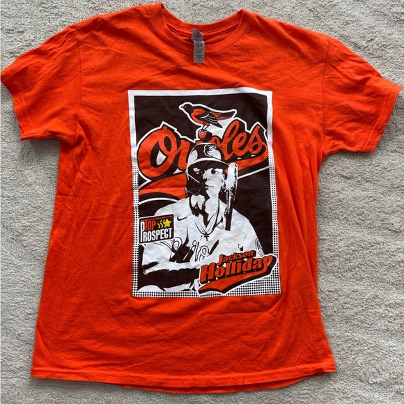 Baltimore Orioles Jackson Holliday Debut T-Shirt in Orange - Picture 10 of 11